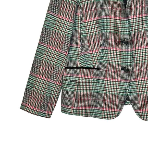 Talbots Shetland Aberdeen Tipped Plaid Wool Blend Blazer | Size 14 - Picture 5 of 9